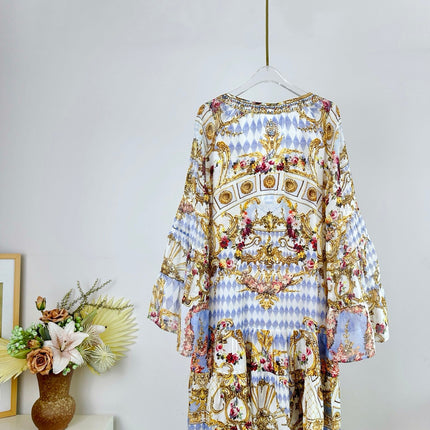 CAMILLA V-NECK TRUMPET-SLEEVE MINI DRESS 270284