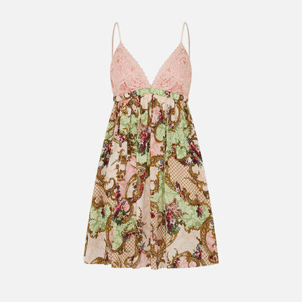CAMILLA PRINTED SILK V-NECK MINI DRESS 270304