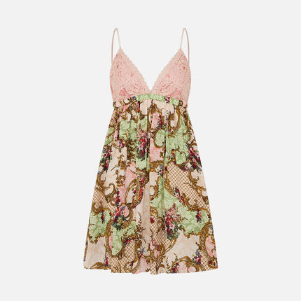 CAMILLA PRINTED SILK V-NECK MINI DRESS 270304