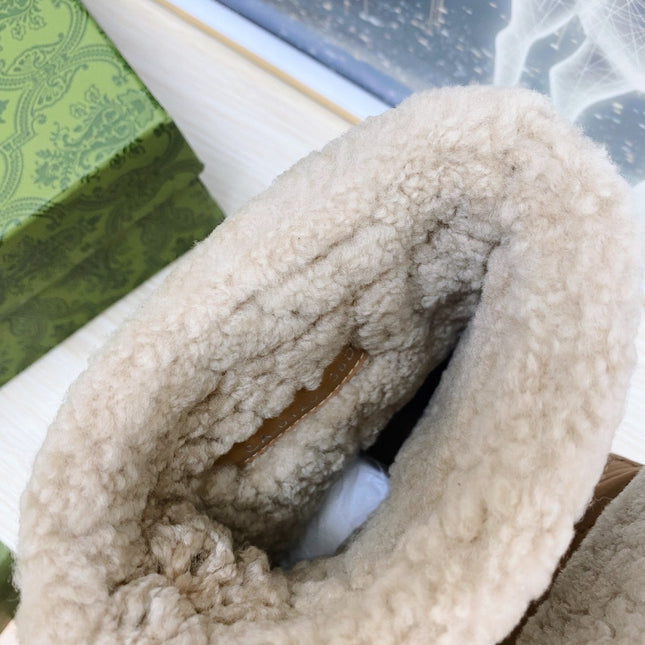 HORSEBIT ANKLE BOOTS WITH MERINO TRIM IN BROWN NYLON MIX CALFSKIN