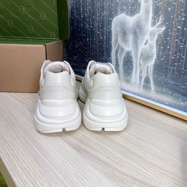 GG COUPLE TRAINER WHITE CALFSKIN WITH LEMON ICON