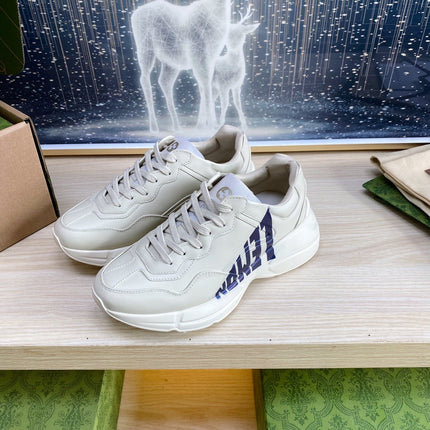 GG COUPLE TRAINER WHITE CALFSKIN WITH LEMON ICON