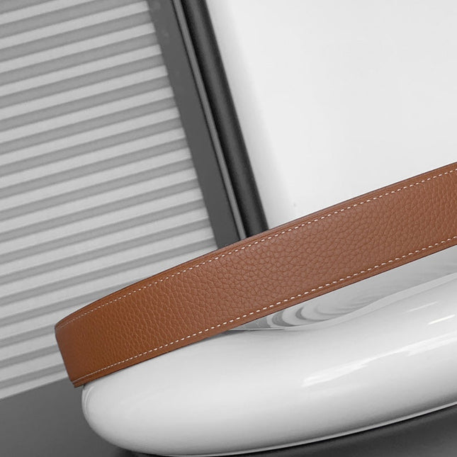 HM REVERSIBLE BLACK AND BRONZE BROWN LEATHER STRAP 32 MM SILVER HARDWARE