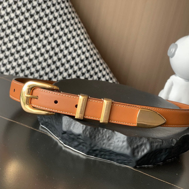 Medium Western Belt 25mm In Brown Calfskin Ghw