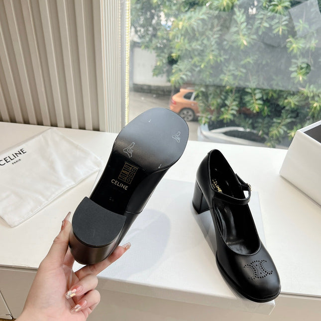 HIGH MARY JANE SHOES IN BLACK CALFSKIN