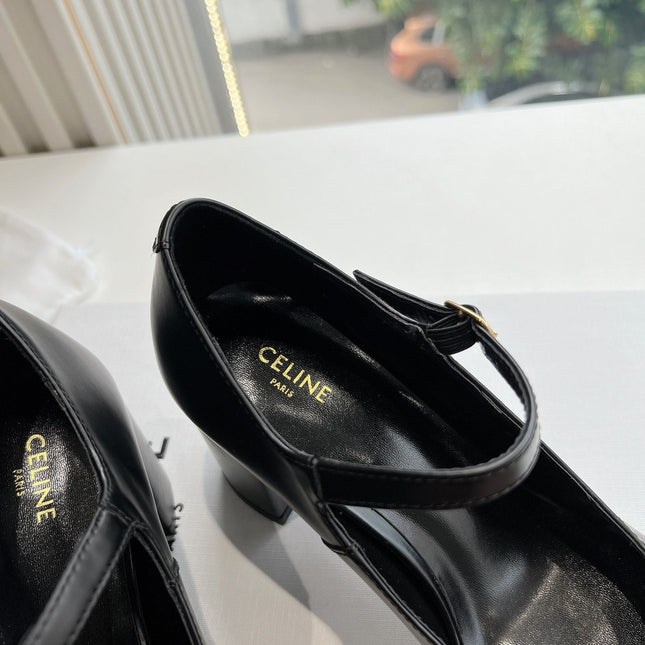 HIGH MARY JANE SHOES IN BLACK CALFSKIN