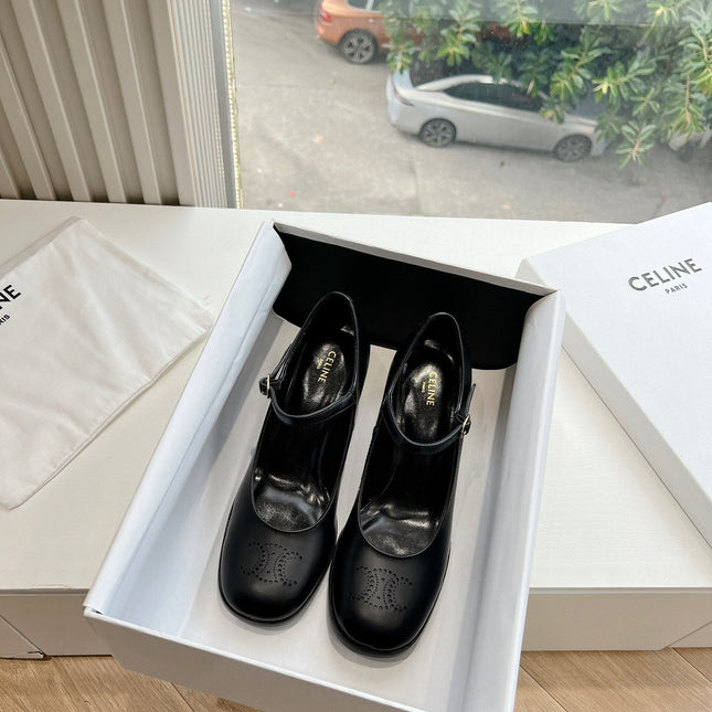 HIGH MARY JANE SHOES IN BLACK CALFSKIN