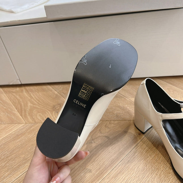 HIGH MARY JANE SHOES IN WHITE PATENT CALFSKIN