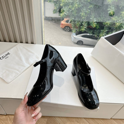HIGH MARY JANE SHOES IN BLACK PATENT CALFSKIN