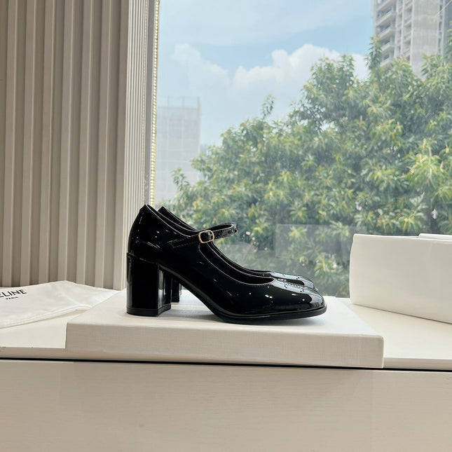HIGH MARY JANE SHOES IN BLACK PATENT CALFSKIN