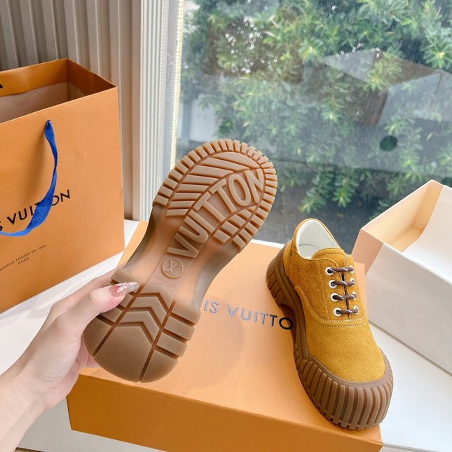 LV ARCHLIGHT SKATE SNEAKER IN HARVEST GOLD EMBOSSED SUEDE