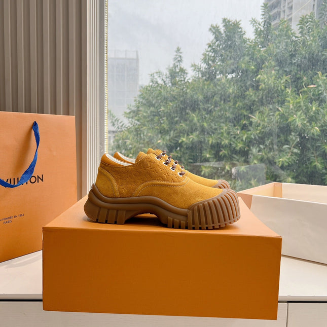 LV ARCHLIGHT SKATE SNEAKER IN HARVEST GOLD EMBOSSED SUEDE