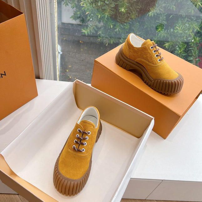LV ARCHLIGHT SKATE SNEAKER IN HARVEST GOLD EMBOSSED SUEDE