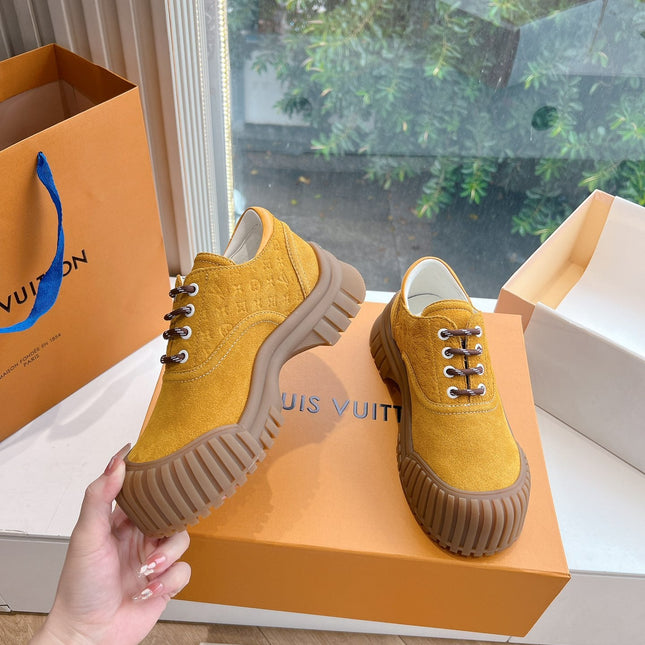 LV ARCHLIGHT SKATE SNEAKER IN HARVEST GOLD EMBOSSED SUEDE