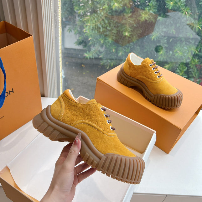 LV ARCHLIGHT SKATE SNEAKER IN HARVEST GOLD EMBOSSED SUEDE
