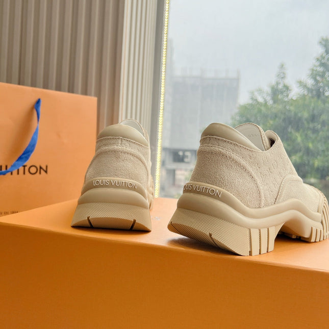 LV ARCHLIGHT SKATE SNEAKER IN PALE BROWN EMBOSSED SUEDE