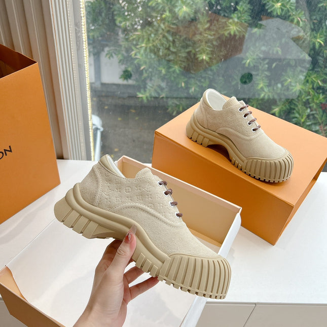 LV ARCHLIGHT SKATE SNEAKER IN PALE BROWN EMBOSSED SUEDE