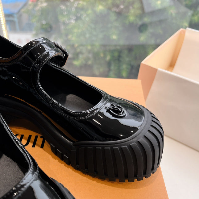 RUBY FLAT MARY JANE IN BLACK PATENT CALFSKIN