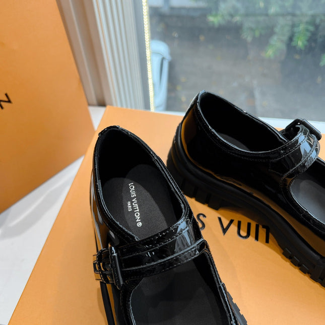 RUBY FLAT MARY JANE IN BLACK PATENT CALFSKIN