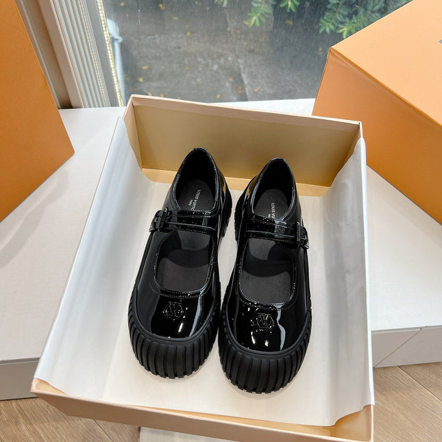 RUBY FLAT MARY JANE IN BLACK PATENT CALFSKIN