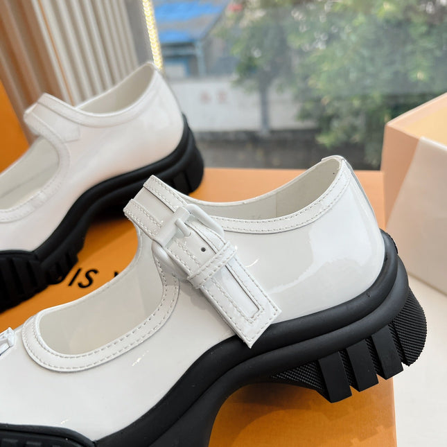 RUBY FLAT MARY JANE IN WHITE PATENT CALFSKIN