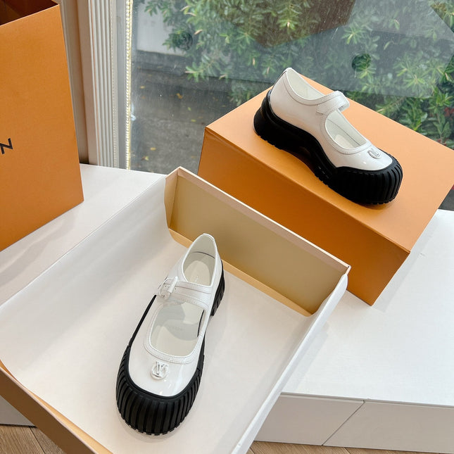 RUBY FLAT MARY JANE IN WHITE PATENT CALFSKIN