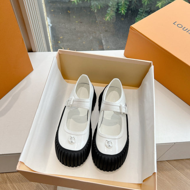 RUBY FLAT MARY JANE IN WHITE PATENT CALFSKIN
