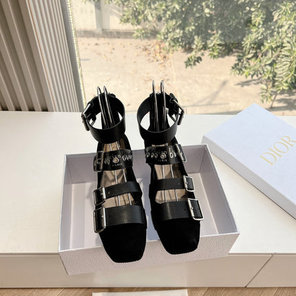 PUNK BALLET FLAT IN BLACK SUEDE AND CALFSKIN