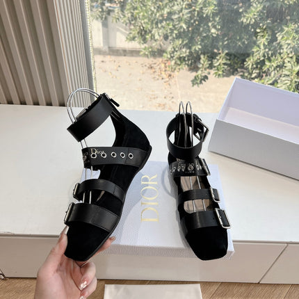 PUNK BALLET FLAT IN BLACK SUEDE AND CALFSKIN