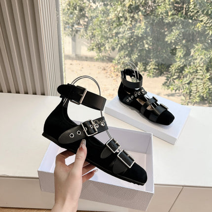 PUNK BALLET FLAT IN BLACK SUEDE AND CALFSKIN
