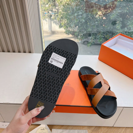 KAZIMIR SANDAL IN BRONZE BROWN CALFSKIN AND SUEDE