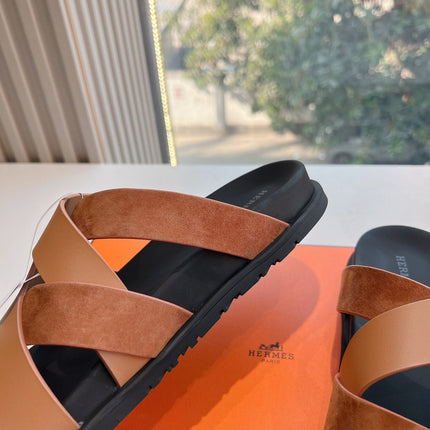 KAZIMIR SANDAL IN BRONZE BROWN CALFSKIN AND SUEDE