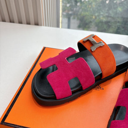 CHYPRE SANDAL IN DARK PINK MIX ORANGE SUEDE