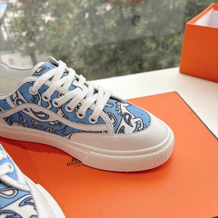 GET SNEAKER IN WHITE MIX CERULEAN BLUE MAXI CANVAS AND CALFSKIN