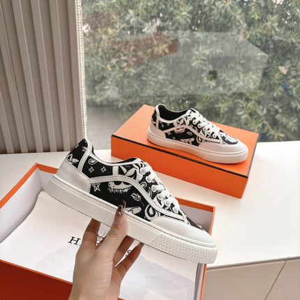 GET SNEAKER IN BLACK MIX WHITE MAXI CANVAS AND CALFSKIN