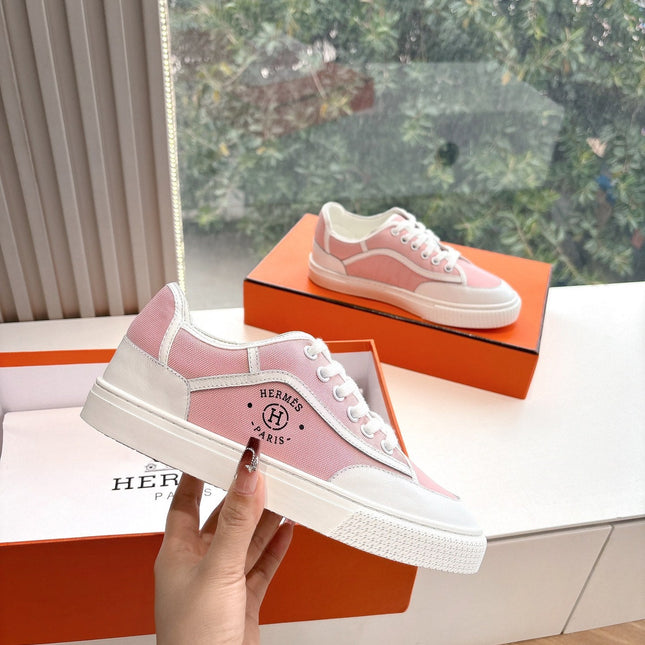 GET SNEAKER IN ROSE PINK MAXI CANVAS AND WHITE CALFSKIN