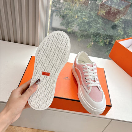 GET SNEAKER IN ROSE PINK MAXI CANVAS AND WHITE CALFSKIN