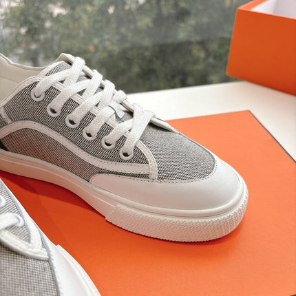 GET SNEAKER IN DOVE GRAY MAXI CANVAS AND CALFSKIN