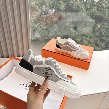 GET SNEAKER IN DOVE GRAY MAXI CANVAS AND CALFSKIN