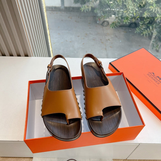 FLAT SANDAL IN BRONZE BROWN CALFSKIN