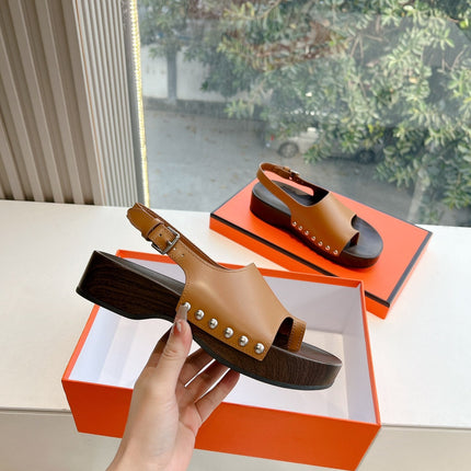 FLAT SANDAL IN BRONZE BROWN CALFSKIN