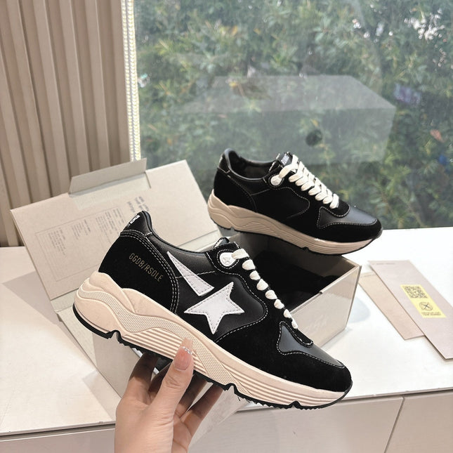 RUNNING SOLE SNEAKERS IN BLACK SUEDE AND CALFSKIN WHITE STAR