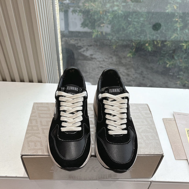 RUNNING SOLE SNEAKERS IN BLACK SUEDE AND CALFSKIN WHITE STAR