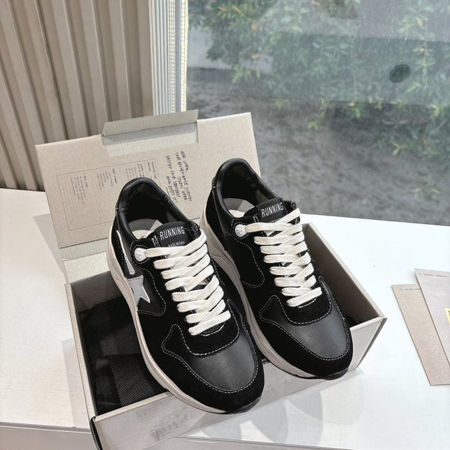 RUNNING SOLE SNEAKERS IN BLACK SUEDE AND CALFSKIN WHITE STAR