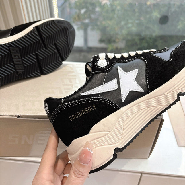 RUNNING SOLE SNEAKERS IN BLACK SUEDE AND CALFSKIN WHITE STAR