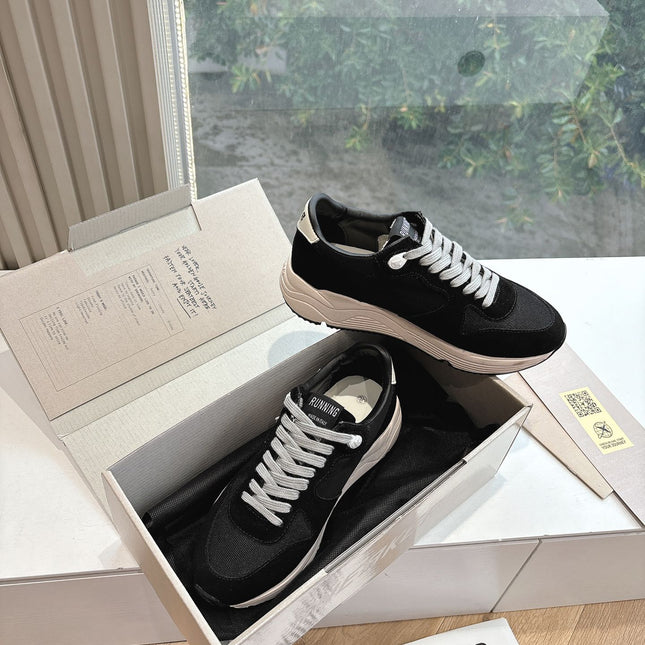RUNNING SOLE SNEAKERS IN BLACK MESH AND SUEDE WHITE CALFSKIN STAR