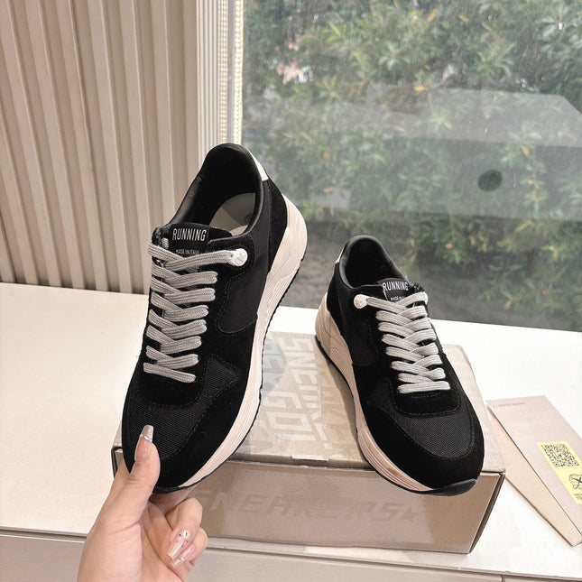 RUNNING SOLE SNEAKERS IN BLACK MESH AND SUEDE WHITE CALFSKIN STAR