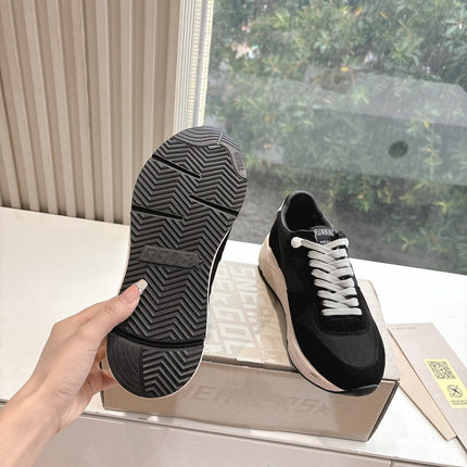 RUNNING SOLE SNEAKERS IN BLACK MESH AND SUEDE WHITE CALFSKIN STAR