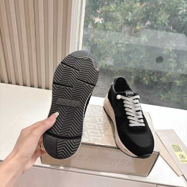 RUNNING SOLE SNEAKERS IN BLACK MESH AND SUEDE WHITE CALFSKIN STAR