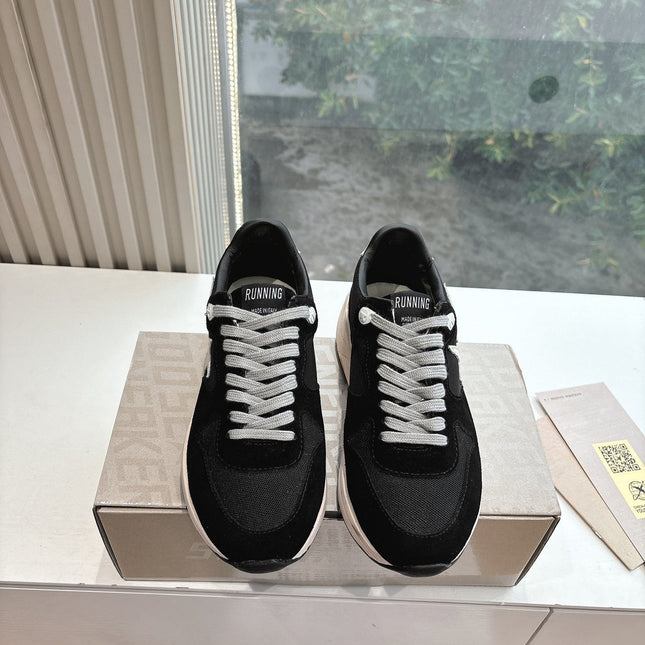 RUNNING SOLE SNEAKERS IN BLACK MESH AND SUEDE WHITE CALFSKIN STAR